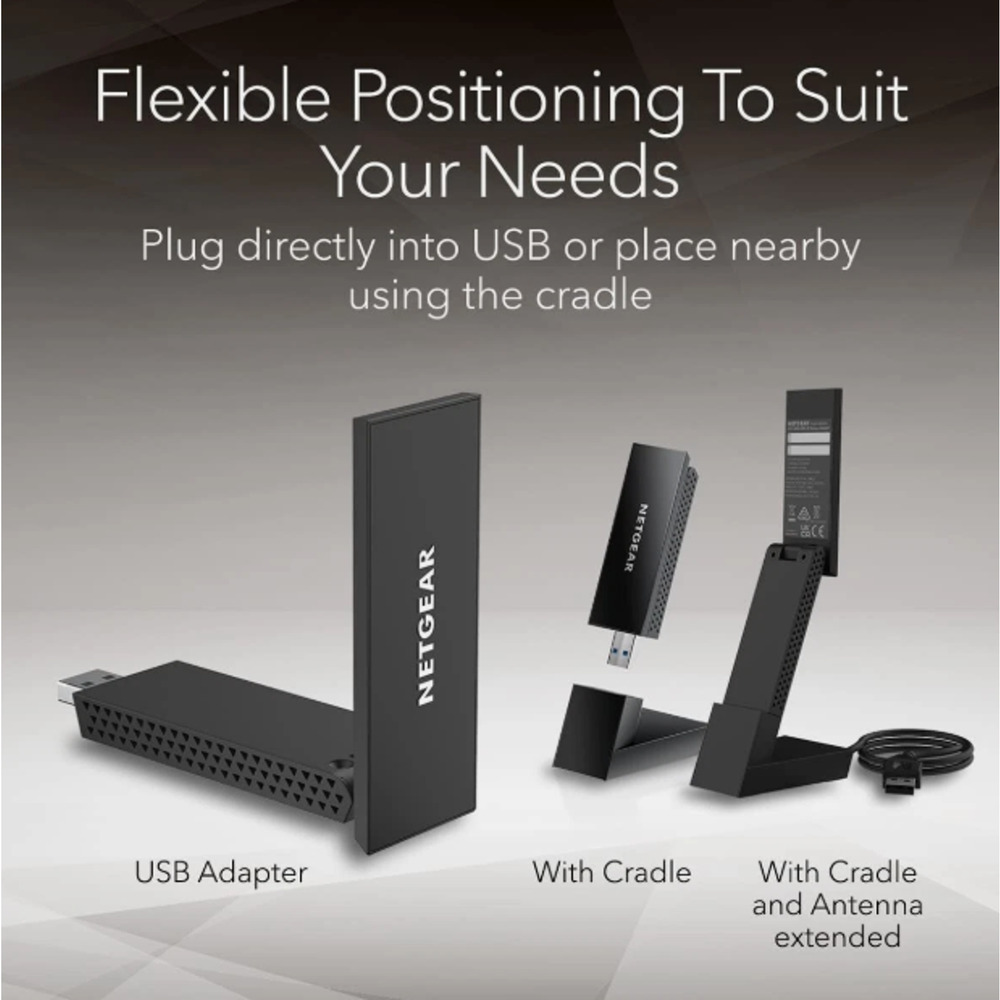 NETGEAR Nighthawk AXE3000 WiFi 6 or 6E USB 3.0 Adapter (A8000) Tri-Band Wireless